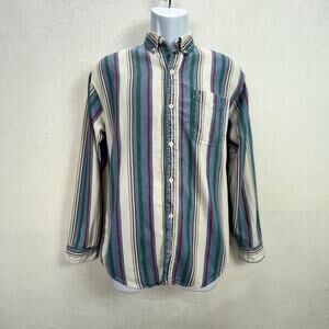 Bon Homme Vintage Striped Button Up Size L (16-18) Boys Made In USA 90s